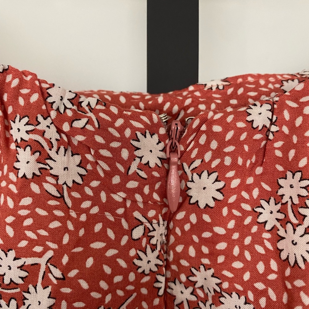 Lulus Floral Print Rust White Rayon Polyester Ruffle skirt - Picture 7 of 11